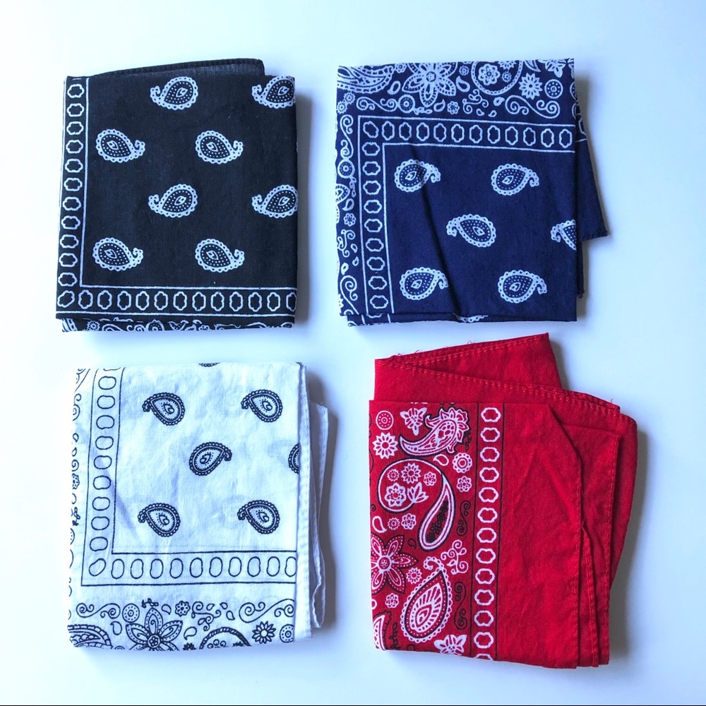 Kaiser 100% Cotton Bandanas Red White Blue Black - Picture 6 of 9